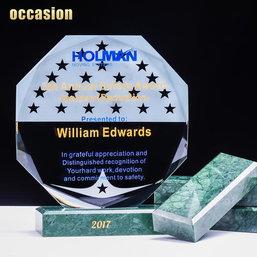 奖牌定制定做 儿童光荣退伍牌奖杯水晶纪念品刻字创意大理石奖品 商品图0