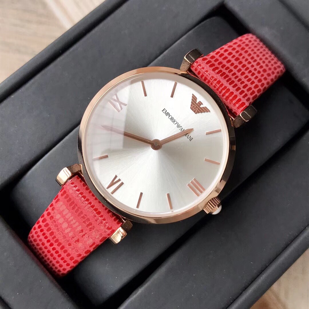 原单渠道货阿玛尼石英女表ar1876简洁大方的玫瑰金表盘
