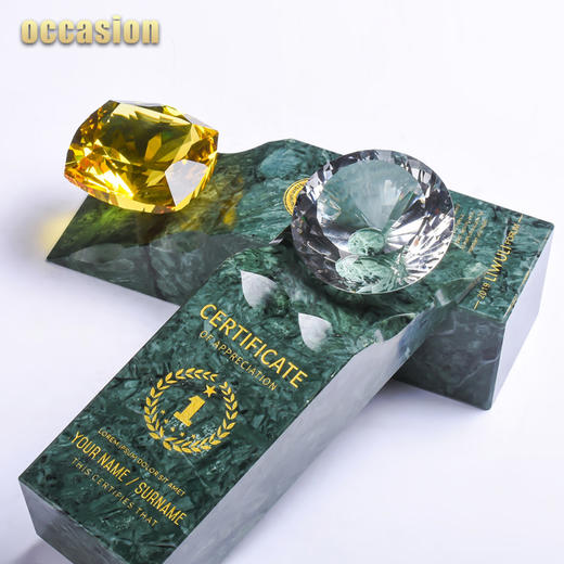 奖杯定制定做创意高档钻石企业颁奖纪念奖品制作天然大理石刻字 商品图3