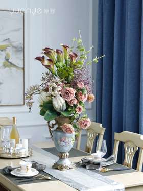 欧美式轻奢高端大气高品质仿真花高贵家居室中厅边柜玄关经典假花