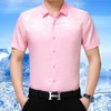 【服饰鞋包】。夏季桑蚕丝衬衫男短袖中老年宽松大码上衣爸爸装免烫衬衣 商品缩略图2