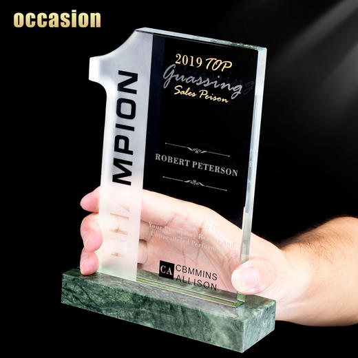 水晶奖杯定制定做大理石底座荣誉冠军授权代理颁奖奖牌刻字制作 商品图2