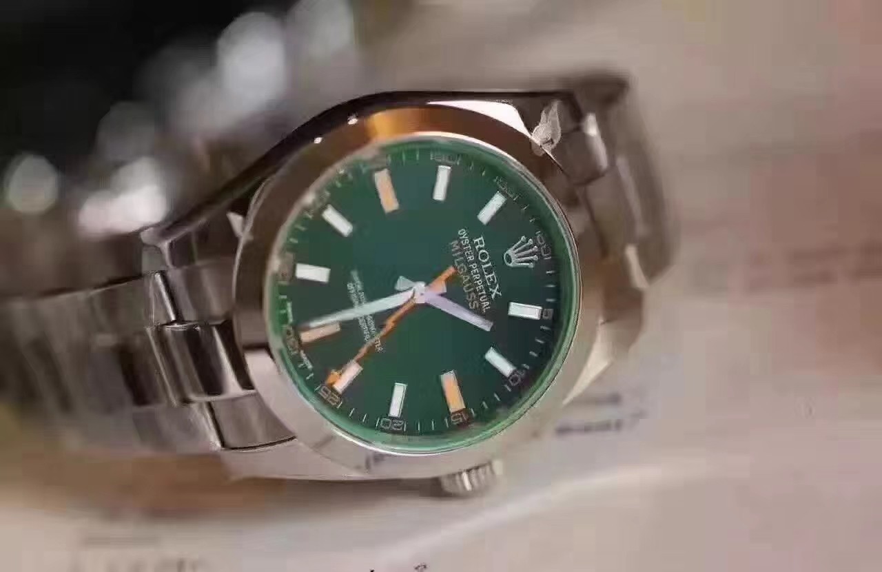 n劳力士3131机芯闪电针绿玻璃116400gv72400绿玻璃