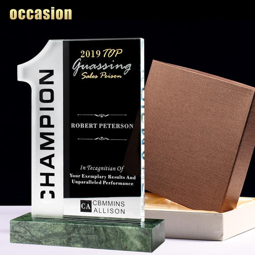 水晶奖杯定制定做大理石底座荣誉冠军授权代理颁奖奖牌刻字制作 商品图4