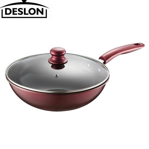 德世朗DESLON  乐炫精铁不粘炒锅 精铸铁离子 玻璃锅盖 30cm  DFS-C106A 商品图0