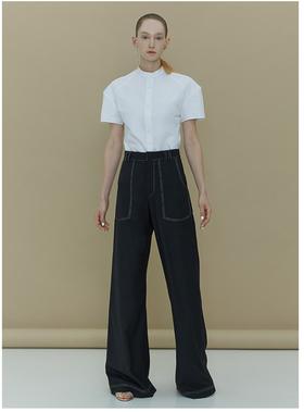 YIRANTIAN 白色廓形短袖衬衫 YRT19SS-SH01WH-LH