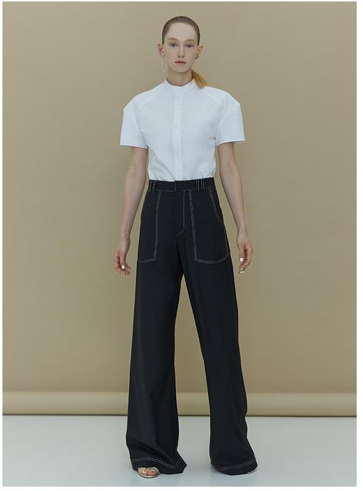 YIRANTIAN 白色廓形短袖衬衫 YRT19SS-SH01WH-LH 商品图0