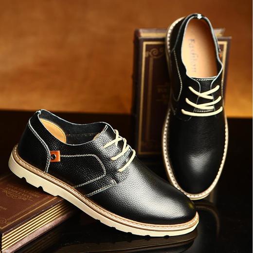 【服饰鞋包】男士皮鞋头层皮商务休闲鞋时尚潮流系带百搭单鞋男鞋 商品图1