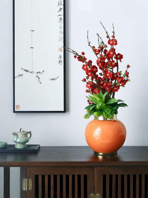 新中式假花仿真花瓶套装客厅高档品质绢花自然风玄关装饰花摆设件 商品图2