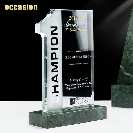 水晶奖杯定制定做大理石底座荣誉冠军授权代理颁奖奖牌刻字制作 商品图3
