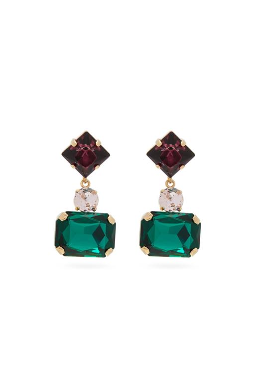 北京仓｜Erdem-Graphic-Emerald 耳环［英国设计师］ 商品图1