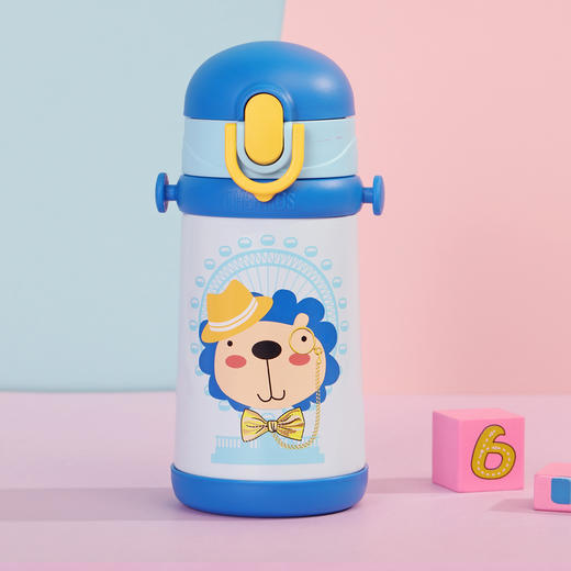 膳魔师 儿童山姆/蝴蝶卡通系列肩带式316l不锈钢吸管保温杯400ml
