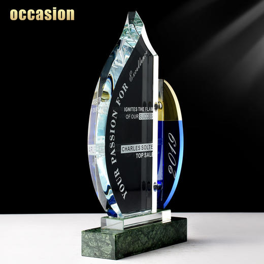 奖杯定制定做水晶企业年会颁奖高档创意大理石儿童奖牌刻字制作 商品图2