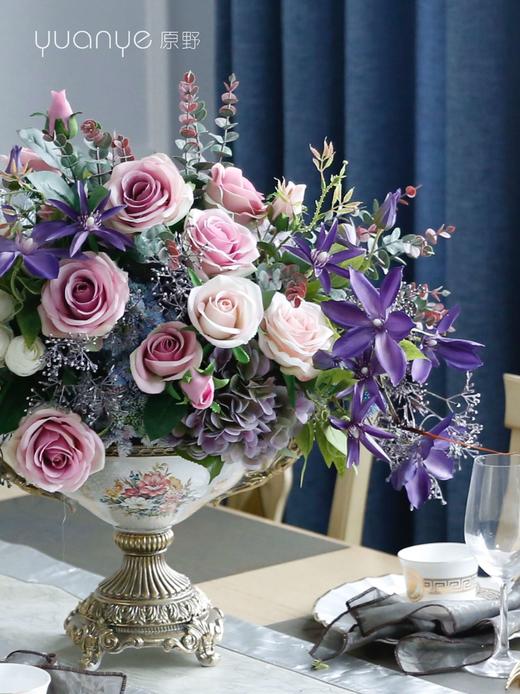 欧式美式西式高端花瓶仿真花假花轻奢装饰花客厅摆设件假绢花古典 商品图3