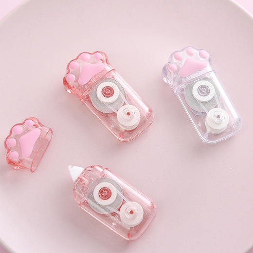 三年二班卡通造型可爱粉彩猫爪修正带盒装涂改猫咪改正带改错带