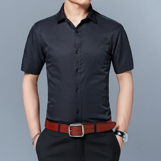 【男士衬衫】。夏季男式短袖衬衫男士衬衫韩版修身青年纯色衬衣大码男装 商品图1