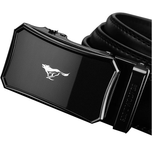 七匹狼皮带男 自动扣牛皮腰带潮流时尚中青年休闲裤带M73821A801-01黑色 商品图0