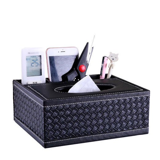 HY-皮革收纳盒欧式家用桌面遥控器定制酒店汽纸抽盒 商品图3