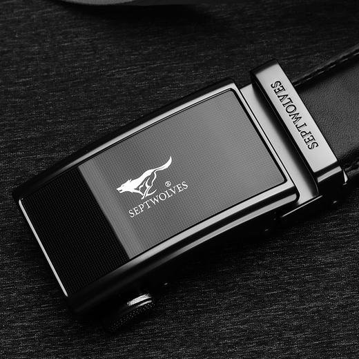 七匹狼皮带男 自动扣牛皮腰带潮流时尚中青年休闲裤带M73821A801-01黑色 商品图3