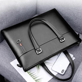 七匹狼 男士公文包 商务男包头层牛皮男士手提包单肩斜挎包 笔记本电脑包 1A4974155-01 黑色