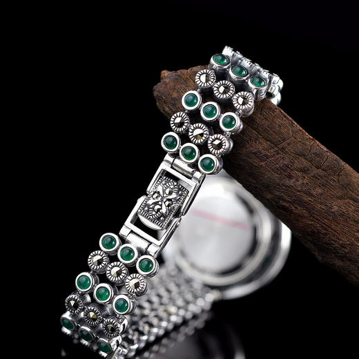 RPYP-SB14130泰银精工绿玉髓S925纯银手链手表 TZW 商品图4