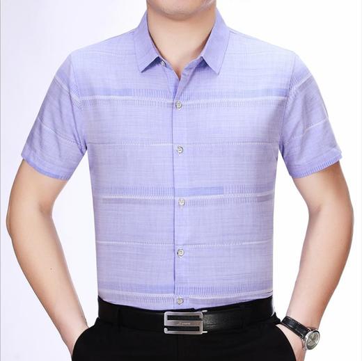 【服饰鞋包】夏季男装中年新款男士时尚丝光棉短袖衬衫纯色修身时尚 商品图1