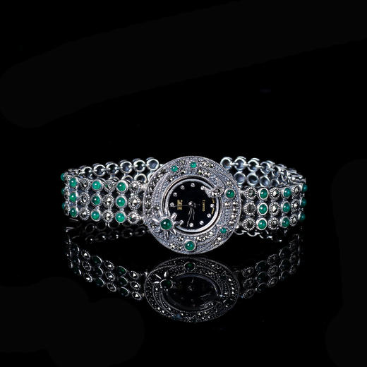 RPYP-SB14130泰银精工绿玉髓S925纯银手链手表 TZW 商品图1