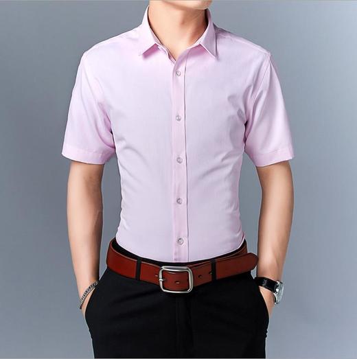 【男士衬衫】。夏季男式短袖衬衫男士衬衫韩版修身青年纯色衬衣大码男装 商品图2