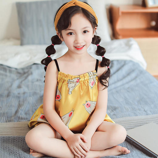 TM-夏季新款女童睡衣冰丝中大童仿真丝吊带空调服 商品图1