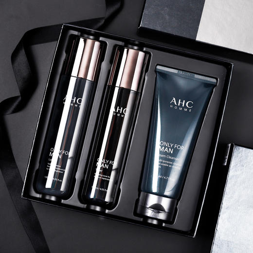 现货▲韩国 AHC男士水乳洗面奶三件套装 全套护理祛痘深层清洁控油补水保湿 商品图1