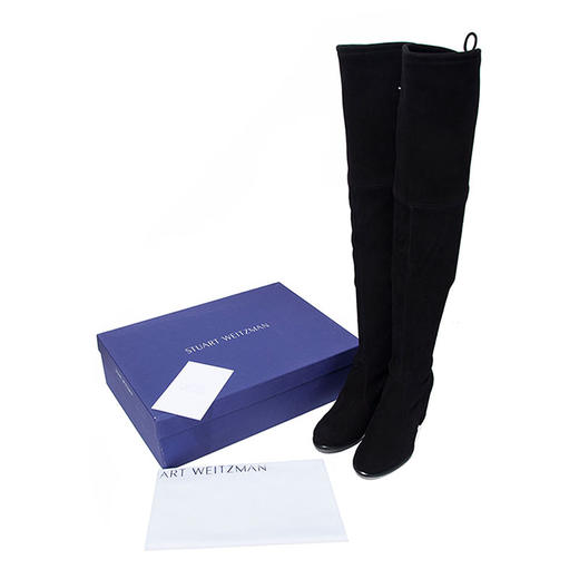 Stuart Weitzman 斯图尔特韦茨曼 女士明星同款麂皮绒过膝靴黑色TIELAND 商品图4