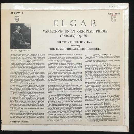 LP黑胶唱片 艾尔加《谜之变奏曲》 英国皇家爱乐乐团录制 商品图1