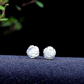 RPYP-ED030128新款简单时尚S925纯银女士雕花贝壳耳钉 TZW