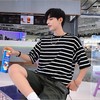【男士条纹T桖】夏季韩版潮流宽松版细条纹短袖T恤男 商品缩略图0