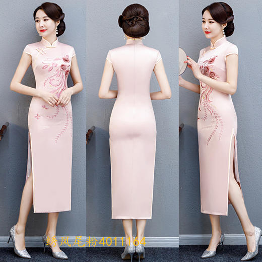 SKY 4011163改良绣花旗袍长款大码 商品图6