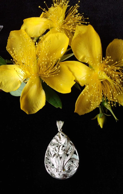 纯手工拉丝花工艺纯银吊坠