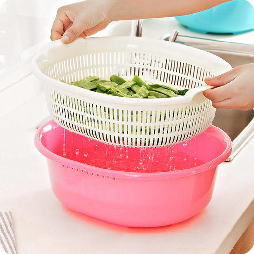 厨房洗菜篮 塑料移动水槽 带把手沥水架洗菜蓝 置物洗碗盆 商品图5