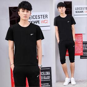 【服饰鞋包】夏季运动套装两件套男 纯棉短袖T恤七分裤子休闲时尚