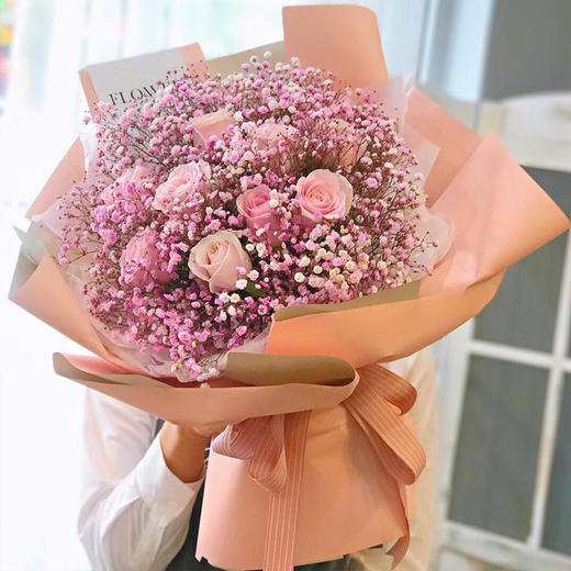 满天星冰淇淋花束礼盒粉色蓝色满天星创意花束送女朋友老婆闺蜜生日