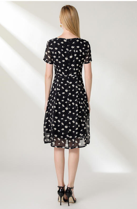 乔万尼夏季通勤印花时尚气质桑蚕真丝中长款连衣裙EN2E583 商品图5