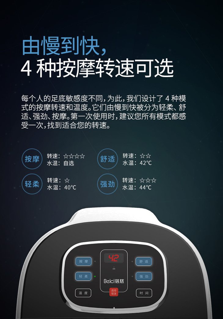 蓓慈beici全自动按摩足浴盆洗脚盆泡脚盆泡脚桶bz501c