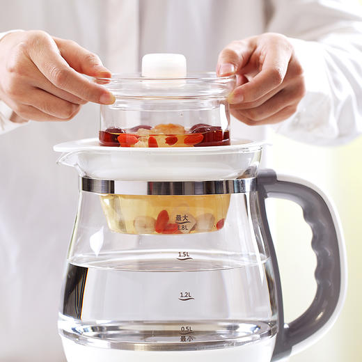 格立高隔水燕窝炖盅养生壶全自动加厚玻璃家用多功能花茶电煮茶器GLG-B1809 商品图2