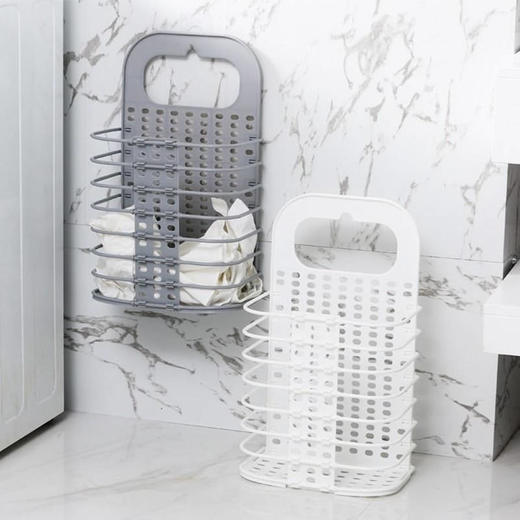 【抖音推荐 卫浴折叠收纳篮 】免打孔可折叠脏衣篮收纳筐 商品图1