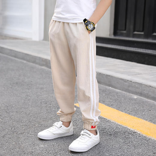 BX-男童织带防蚊裤棉麻中大童夏季长裤休闲薄款防蚊裤TZW 商品图3