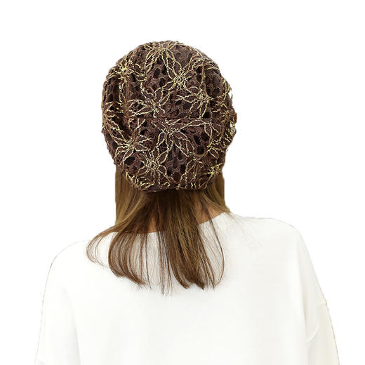 BF-BF009新款蕾丝三朵花封顶甜美气质压花圆顶帽子 商品图4