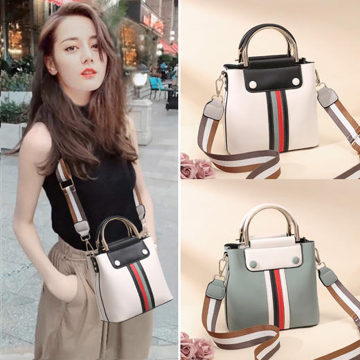 ZM-566新款韩版时尚撞色水桶包网红宽肩斜挎包TZW 商品图0