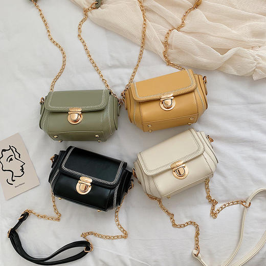 QX-9112新款女士斜跨皮带链条百搭简约时尚小方包 商品图0