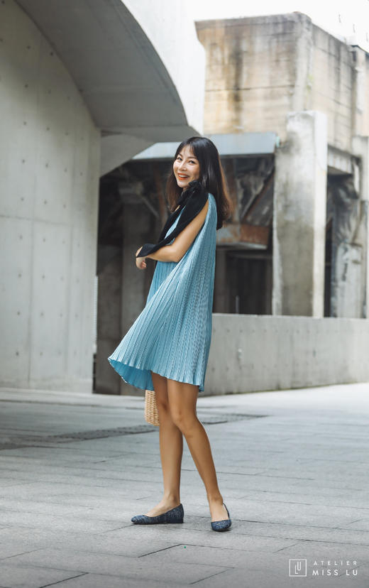 AtelierMissLu / Aria-云雾蓝飘带装饰连身裙 商品图2