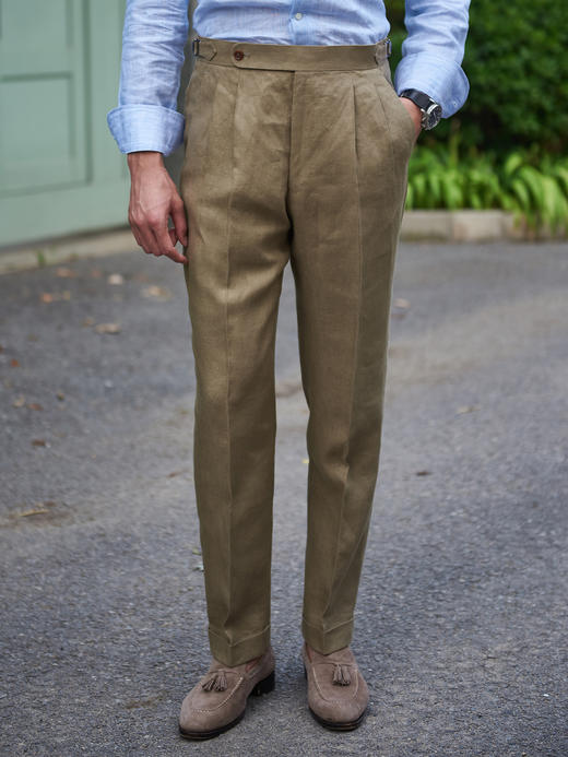 Baird  Mcnutt 卡其色爱尔兰亚麻意式工艺裤装 商品图3