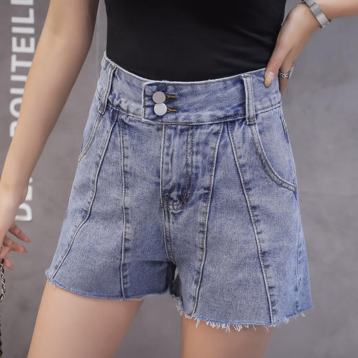 新款外穿显瘦热裤韩版宽松a字排扣短裤